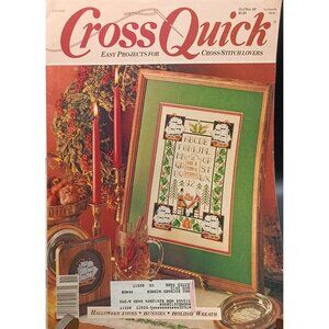 Vintage Oct Nov 1989 Cross Quick Magazine Cross-Stitch Projects Halloween Totes